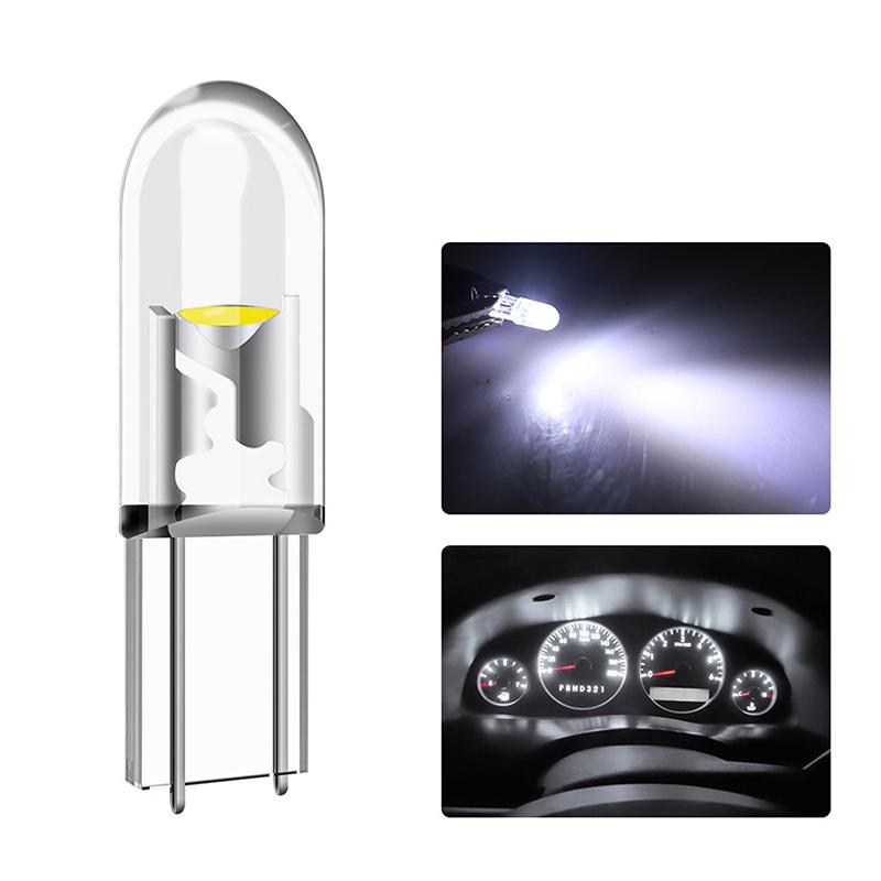 10Pcs  T5 Led Super Bright Cob Lights Wedge Dashboard Gauge Car Warning Indicator Instrument Cluster Lamp