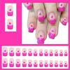 24pcs French Tip Artificial Nail with Heart Pattern Short Square Acrylic Nail Press On Nail Valentines Nail Accessories