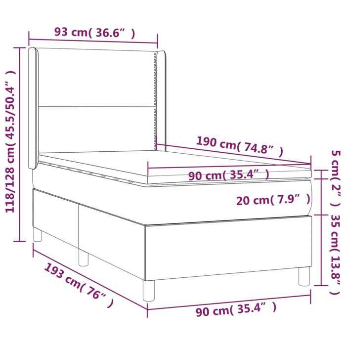 VidaXL Sommier à Lattes de Lit avec Matelas et LED, Lit Rembourré, Lit Simple, Lit Adulte de Chambre à Coucher Intérieur, 3138759