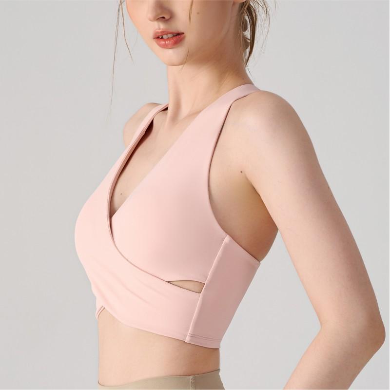 High Support Sports Bra Running Yoga Pilates Workout Women Seamless Cup Fixed Strap Athletic Tank Top