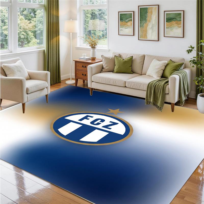 FC Zürich Design Crystal Velvet Rug Soft Decorative Mat for Bedroom Entrance