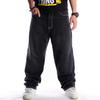 Męskie Luźne Czarne Jeansy Trendy Uliczne Spodnie Płukane Baggy Jeansy dla Mężczyzn Hiphop Skateboard Spodnie Jeansowe