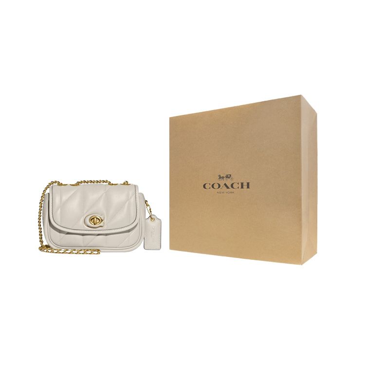 Coach Pillow Madison 18 Chain Link Turnlock Shoulder Bag Women Shoulder Bag White CA086-B4HA