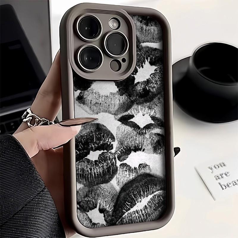 Black Lip Printed Pattern Phone Case For Xiaomi Redmi Note 14 Pro Plus 5G 14 13 12 11 10 Redmi 14C 13C 12C Silicone Bumper Cover