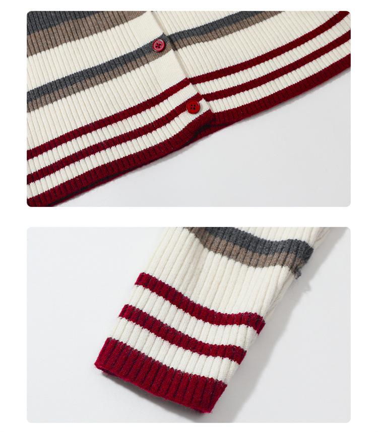 Dívčí pruhovaný pletený kardigan na podzim 2025 - Stylový svetr pro malé až středně velké děti