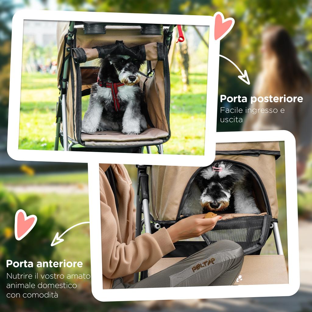 Foldable Dog Stroller for Small and Mini Size with Basket and Cup Holder, 77x45x99.5 Cm, Coffee