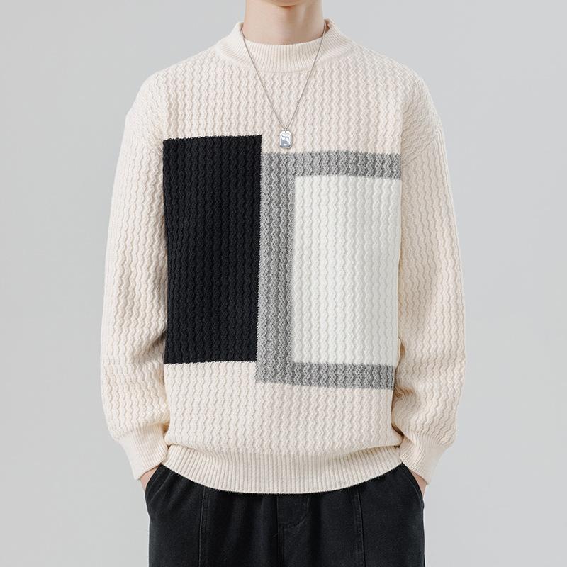 Hot Sale, Men's Semi-turtleneck Loose Sweater Knitted Sweater, Large Size Men's Line Clothing