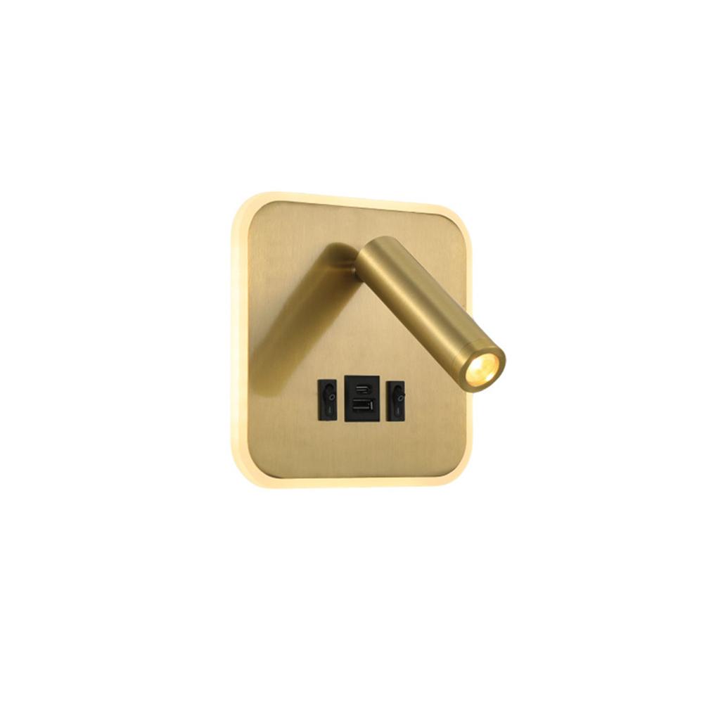 Hotel Moderne Lese-Wandleuchte USB-Schnittstelle Dimmbare LED-Wandleuchte mit Schaltern Metallgehäuse und Acryl-Lampenschirm Dekorationsleuchte