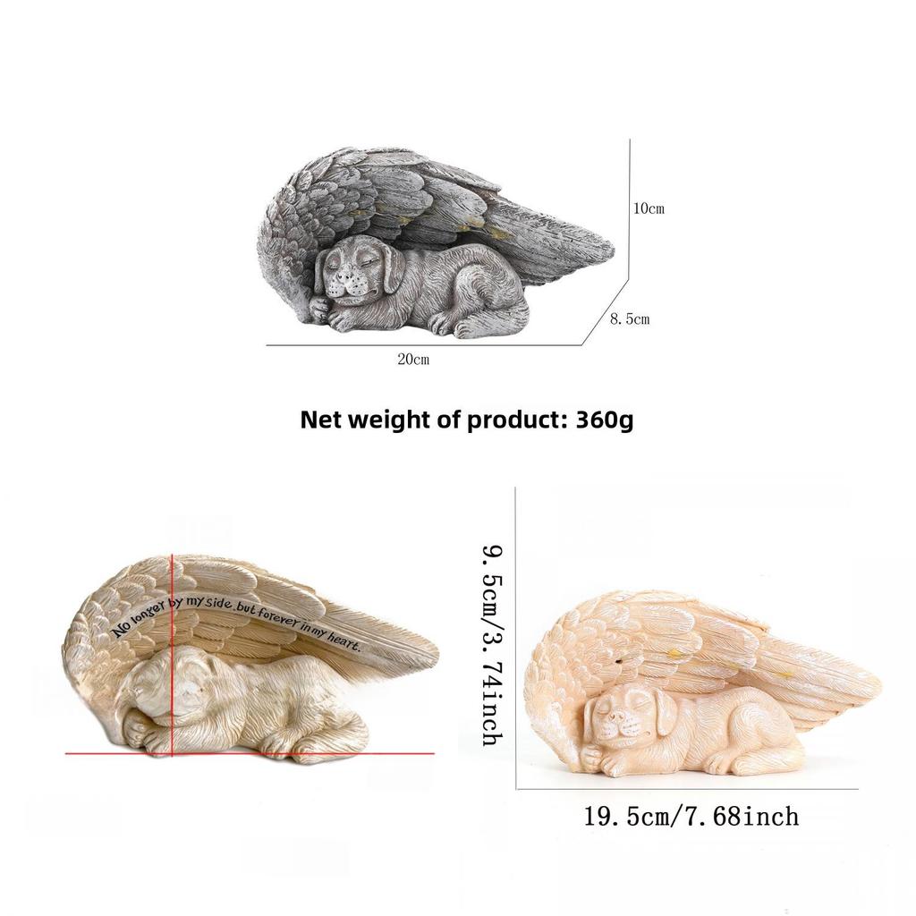 Creative Angel Dog Resin Sculpture With Illumination For Garden And Home Decor Gift