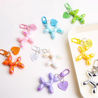 Cartoon Balloon Dog Pendant Puppy Keychain Charm Luster Lasers Color Bag DIY