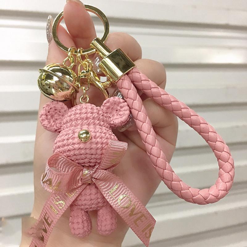 Disney Süßer Mickey Schlüsselanhänger Schleife Glocke Kaninchen Schlüsselanhänger Geflochtene Mode Puppe Tasche Anhänger Feiertags Auto Schlüsselanhänger Geschenk