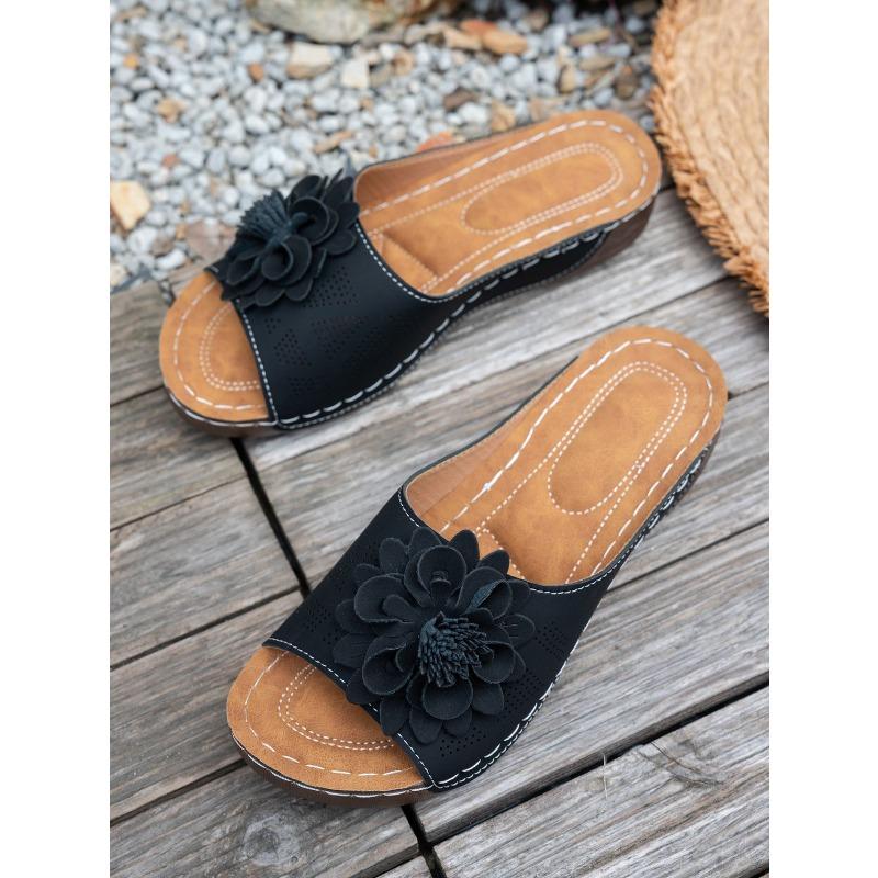 Wedge Slippers Women's Summer 2025 New Flower Cut-out Platform Plus Size Open-toe Sandals