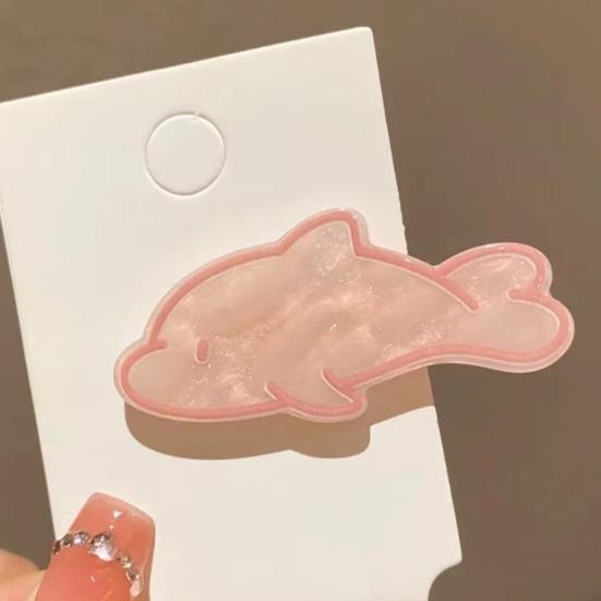 4Pcs Girl Hairpin Macaron Color Ocean Fish Shape Acrylic Hair Clips Smooth Rounded Edges Daily Styling Hair Accessory