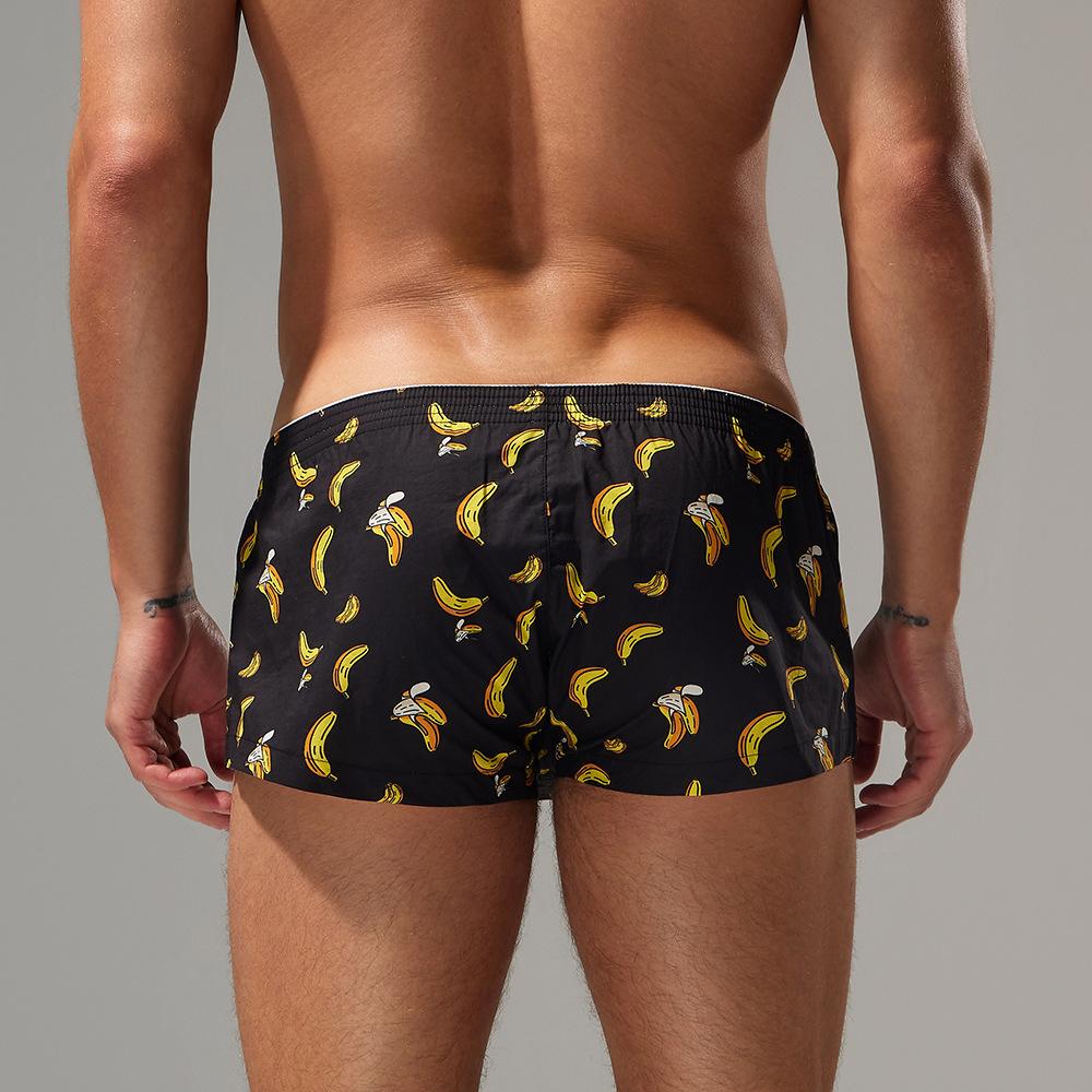 Calções de Cartoon Masculinos de Cintura Baixa Algodão Respirável Calças de Pijama para Casa Calções Finos Confortáveis Justos