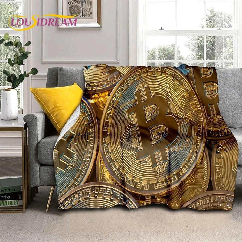 Bitcoin 3D Virtual Currency NFT Blanket,Soft Throw Blanket for Home Bedroom Bed Sofa Picnic Travel Office Cover Blanket Kid gift