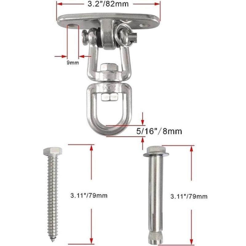 304 Stainless Steel 360 ° Rotating Roof Suction Cup Swing Buckle Outdoor Swing Chair Hammock Hook Fixing Plate
