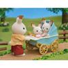 Figurine miniaturale - SYLVANIAN FAMILIES - Gemenii Iepure Ciocolatiu și căruciorul lor dublu