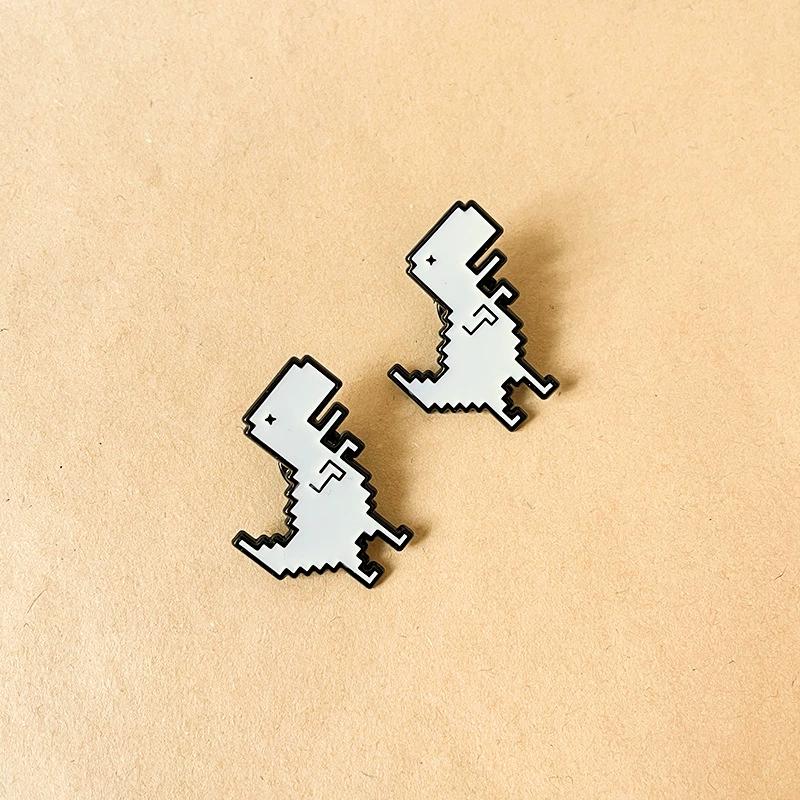 1Pc Cute Pixel-style Cartoon Dinosaur Alloy Badges - Denim Jacket T-shirt Backpack Decorative Pins Social Brooch for Men & Women
