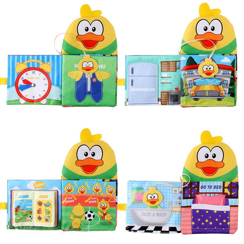 Baby Yellow Duck Story Palm Cloth Book Children Can'T Tear Sound Paper Animal Early Education Cloth Book Toy