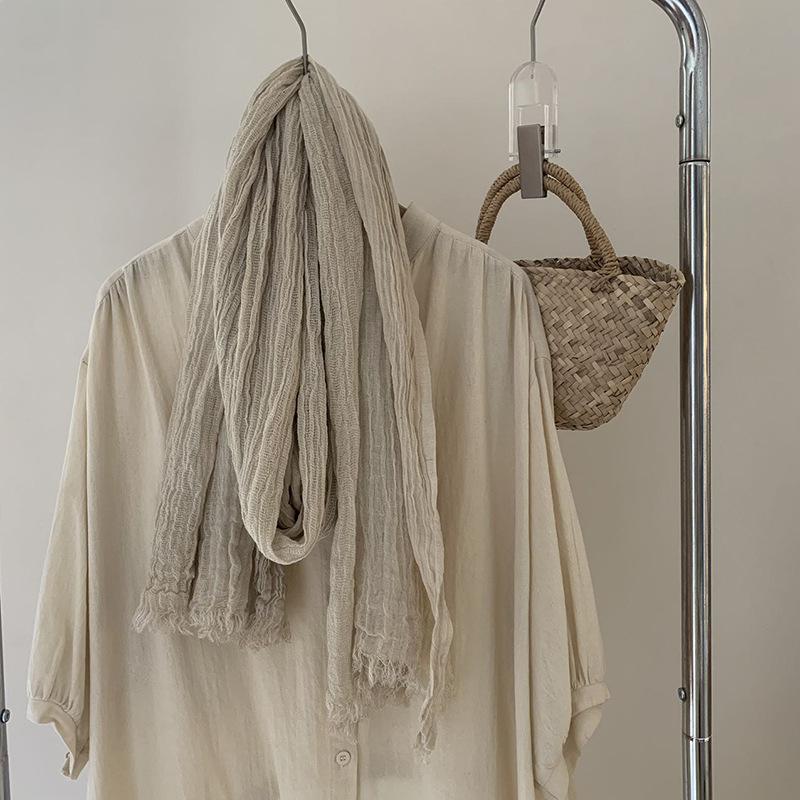 Autumn and Winter New Retro Artistic Cotton and Linen Scarf Solid Color Shawl Warm Scarf