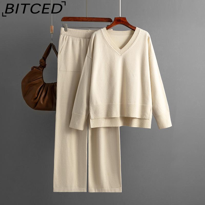 BITCED Fashion Set Women's Autumn and Winter Loose Casual Sweater Pullover Two-piece Set