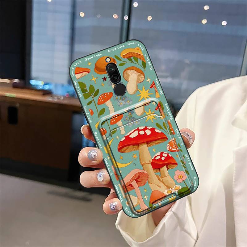 Silicone Soft Case Phone Case For Xiaomi Redmi 8 Full Wrap Fashion Design Card Slot Cover Back Cover Anti-knock TPU Cute