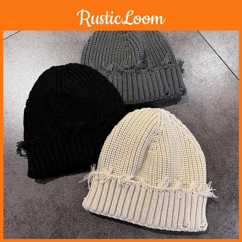 Solid Knitted Color Cap Winter Street Style Warm Beanie Hat For Casual Wear