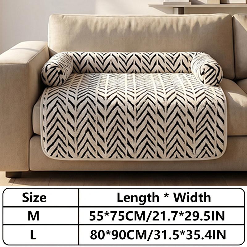 Pet Sofa Bed Mat with Side Bolsters Soft Fluffy Couch Protector Mat Anti-slip Dog Cat Bed Sleeping Cushion for Small Medium Pets