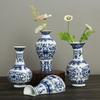 Mini Celadon Blue & White Porcelain Wall Vase: Small Hydroponic Flower Holder Ornament