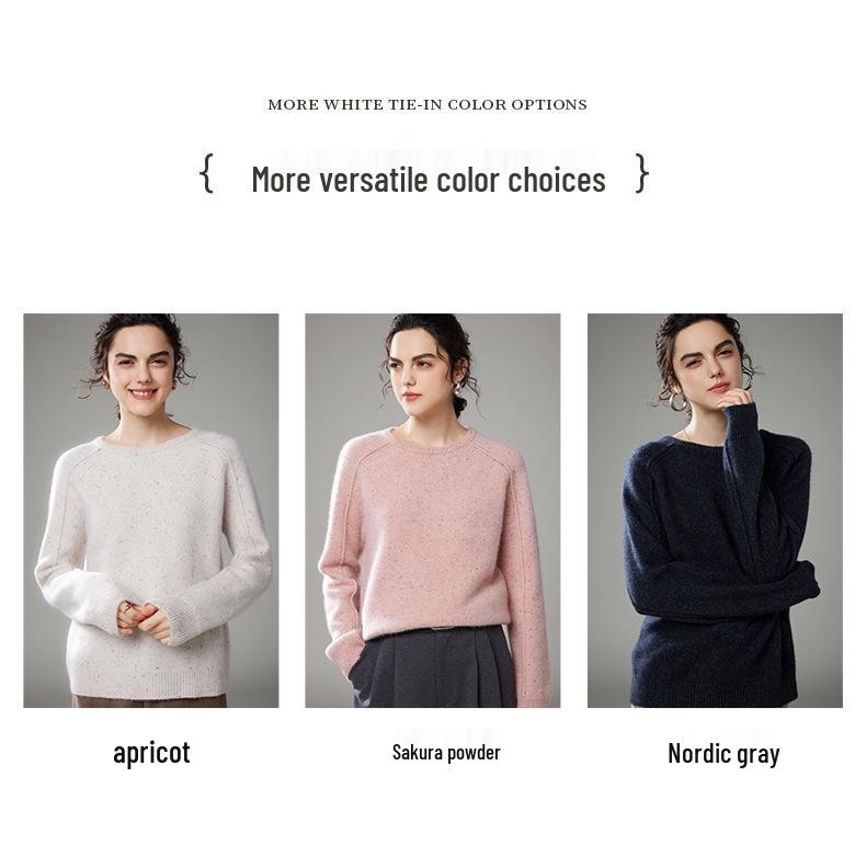 2024 Autumn/Winter Women's Korean Style Round Neck Loose Fit Cashmere Wool Sweater.