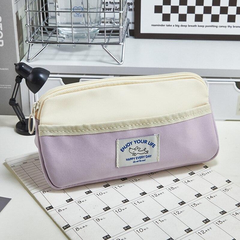 Cheap Cute Pencil Bags Triangular Shape Oxford Cloth Pencil Cases