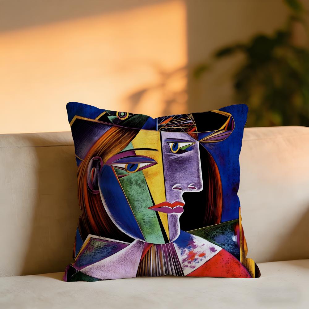 

Picasso Illustrations Cushion Cover Cozy Velvet Throw PillowSoft Warm Cushion For Sofa Bed 30X30cm