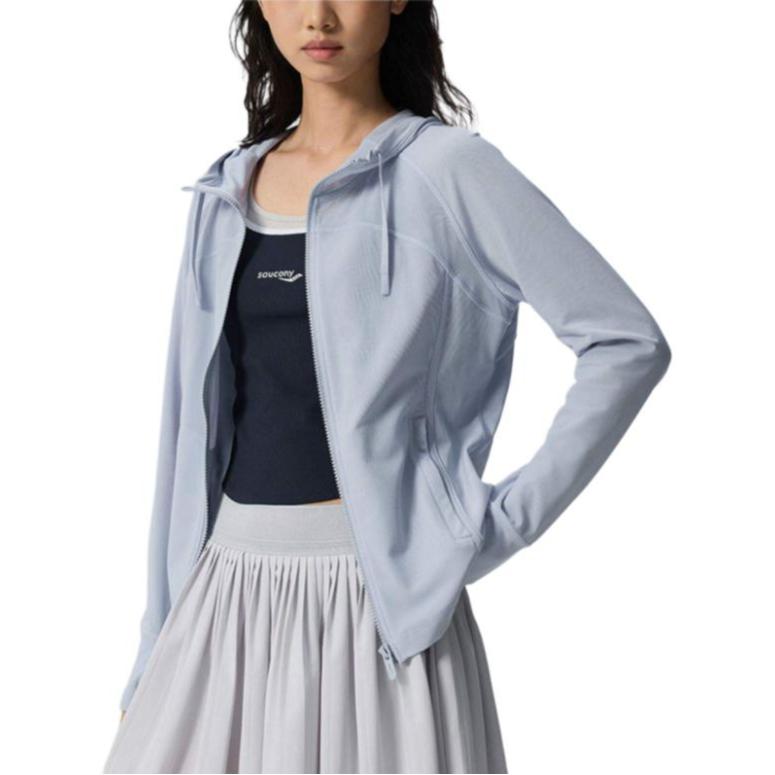 Saucony Solid Color Hooded Zip-Up Jacket Women jackets SA1269KJ41L-BL172