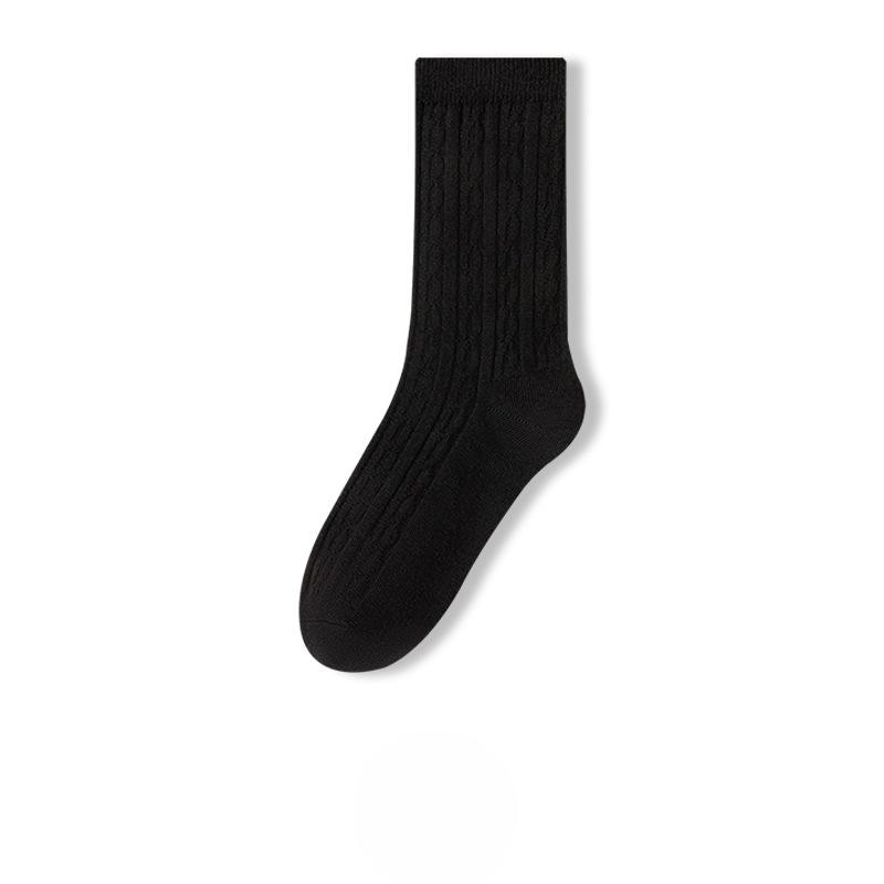 Female Spring and Autumn New Comfortable All Match Pure Color Hemp Boneless Sweat Absorbing Tube Socks