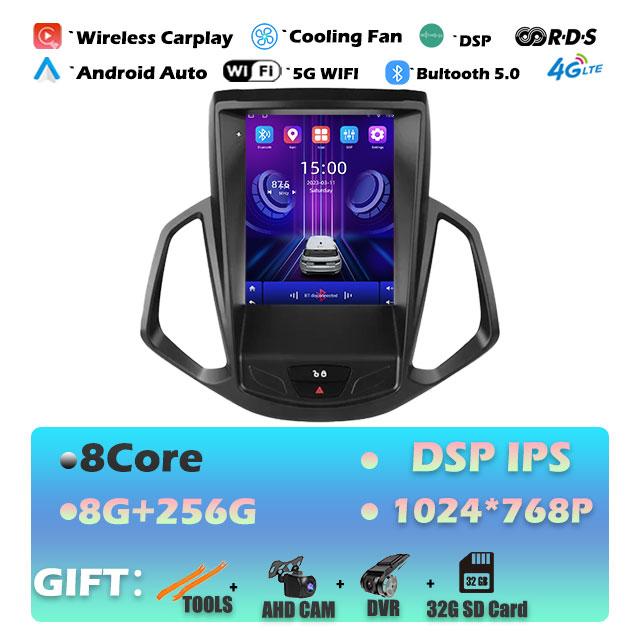 9.7 Lnch For Ford EcoSport 2013-2017 Android 14 Car Radio Auto Multimedia Player IPS Tesla Vertical GPS Carplay Stereo DVR