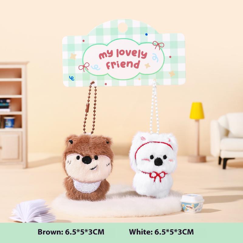 

1 пара милых плюшевых брелоков для ключей в виде собак, куклы, животные, подвеска, брелок для ключей для женщин, девочек, мультяшный кулон для школьной сумки, рюкзака, шарм, подарки