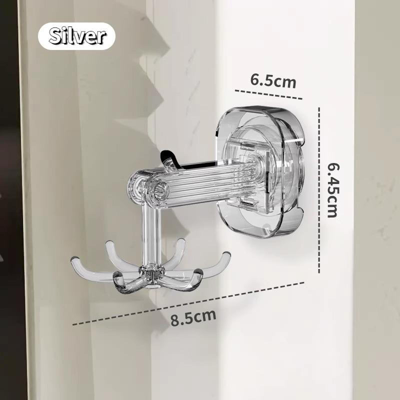 

Крючок на присоске, кухонный вращающийся крючок с шестью когтями, многофункциональная лопатка без перфоратора, настенная полка для хранения ложек 1pc серебряный