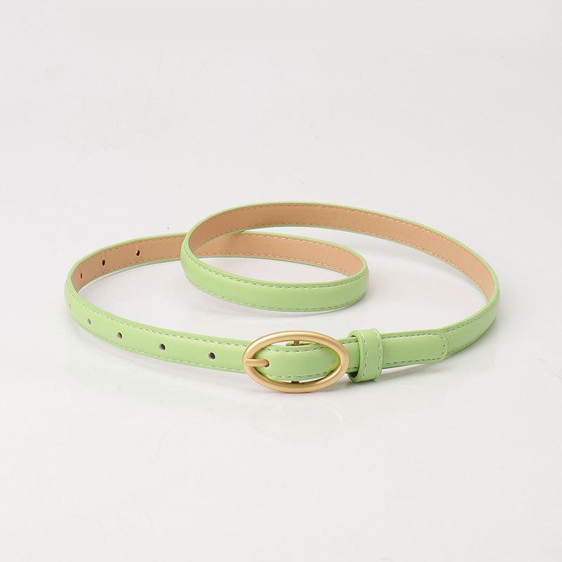 New Women's Fresh Thin Belt - Dopamine Oval Buckle, Fashionable & Versatile for Dresses