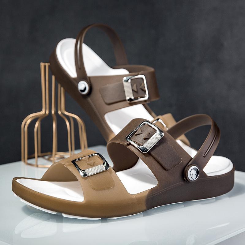 Large Size Sandals Outdoor Dual-purpose Half-support Shoes Men's Buckle Beach Shoes One-word Drag Men