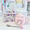 Hochwertige Tasse mit Deckel und Kaninchen-Motiv, praktischer Becher für Mädchen, Geburtstagsgeschenk für Freundinnen und Freunde