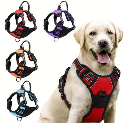Reflektierendes Nylon Hunde Geschirr Einfacher Kontrollgriff No-Pull Frontclip Design Verstellbare Hochleistungsweste für Hunde Spazierengehen Training Haustiertrainingsweste