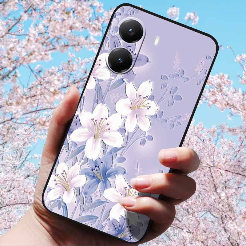 For Xiaomi Poco X7 Pro 3D Relief Flower Emboss Soft Silicone Case Cartoon Painted Back Cover for Poco X7 Pro with 3D Relief Case