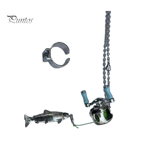 Fishing Accessories Mini Reel Necklace Pendant with Spinning Handle Removable Lover Gift Line Guide Multipurpose Keychain Backpack Charm Hobby
