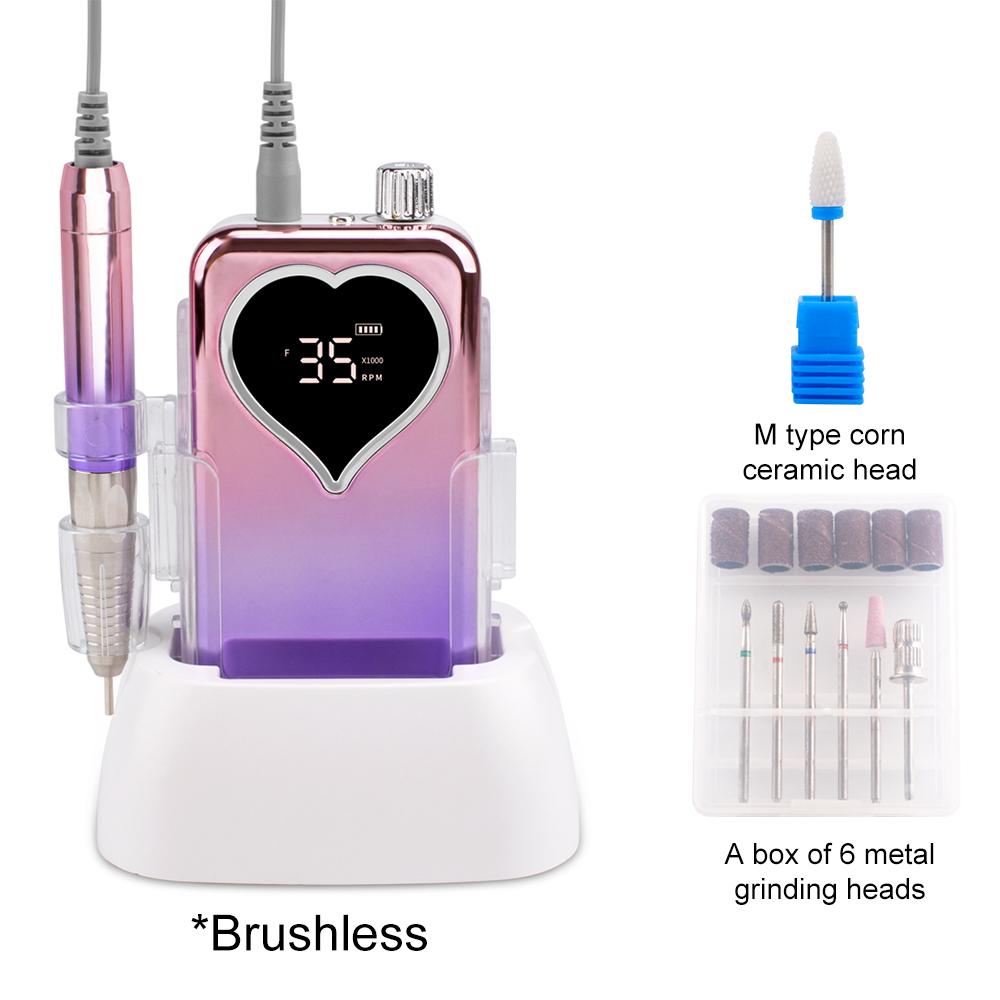 BEPAN Gradient Purple 85W Strong 35000RPM Handle Nail Drill Portable Desktop Rechargeable Nail Drill Machine Set Manicure UK