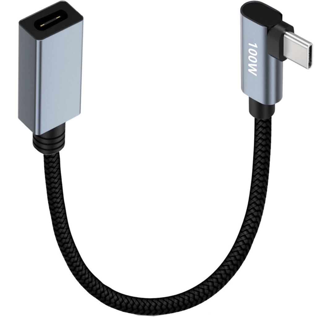 Right Angle USB C Extension Cable Short, USB 3.1 Type-C Extension Lead 480Mbps, 20V/5A,100W Male to Female Extender Cord