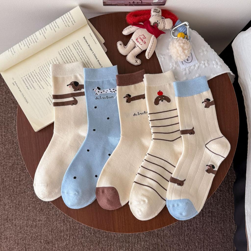 Cartoon Collegiate Style Cute Socks Girls Season Socks Cotton Puppy Cute Pet