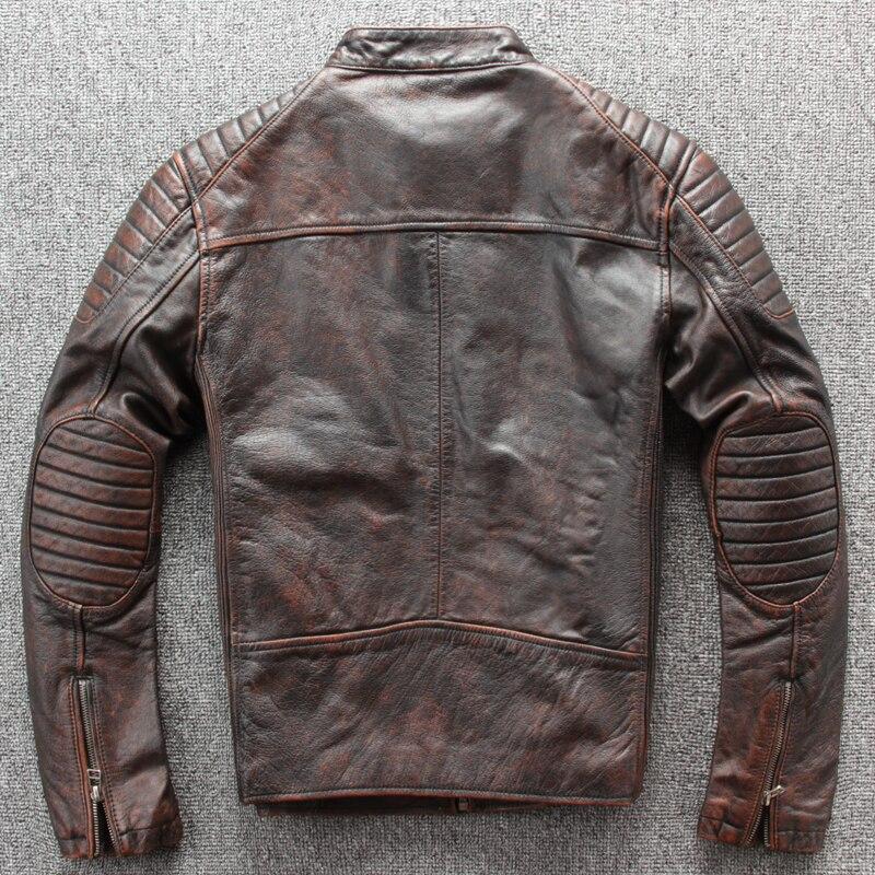 Bomikeronny jaquetas de motocicleta 100% pele de bezerro natural jaqueta de couro masculina grossa jaqueta de moto manga de inverno 62 -68cm casaco de motociclista