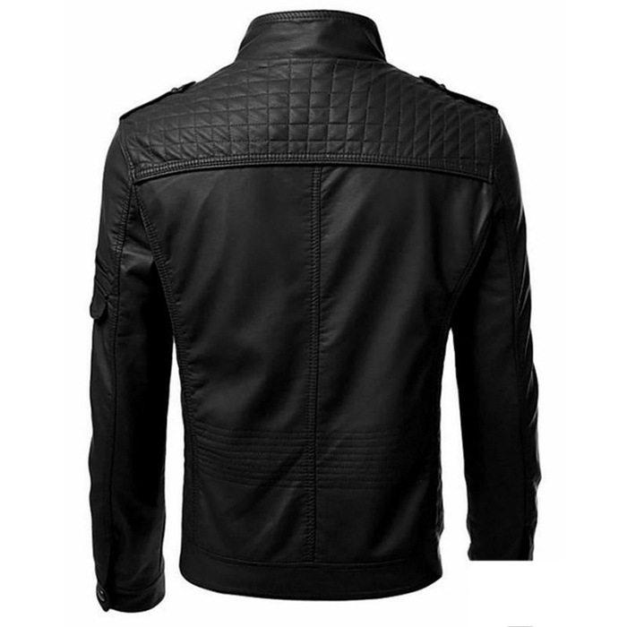 Giacca da Uomo Taglie Forti Autunno 2022 Color Block in Pelle con Collo Alto - Stile Trendy Europeo e Americano