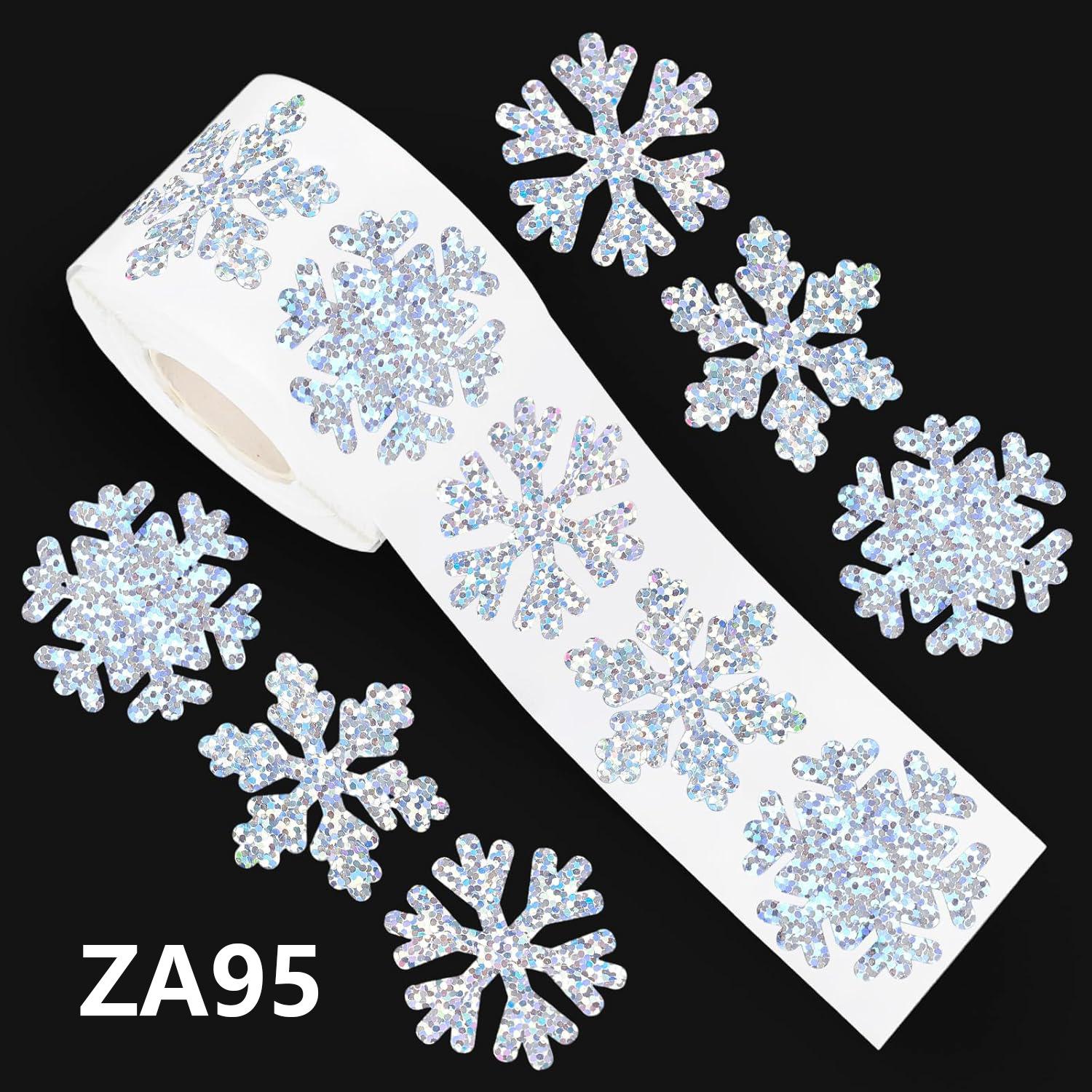 

500pcsLaser Christmas Snowflake Stickers,Christmas Holiday Gift Decoration Stickers Waterproof Self-Adhesive Party Envelope Stic