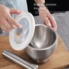 3 Pc 304 Stainless Steel Garlic Press Mortar with Lid Manual Grinder for Home Garlic Paste and Medicine Grinding